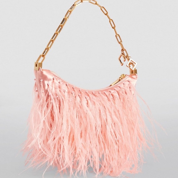 CULT GAIA Pink Ostrich Feather Purse - Picture 3 of 7